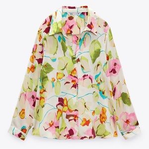 ZARA Satin Effect Satin Blouse